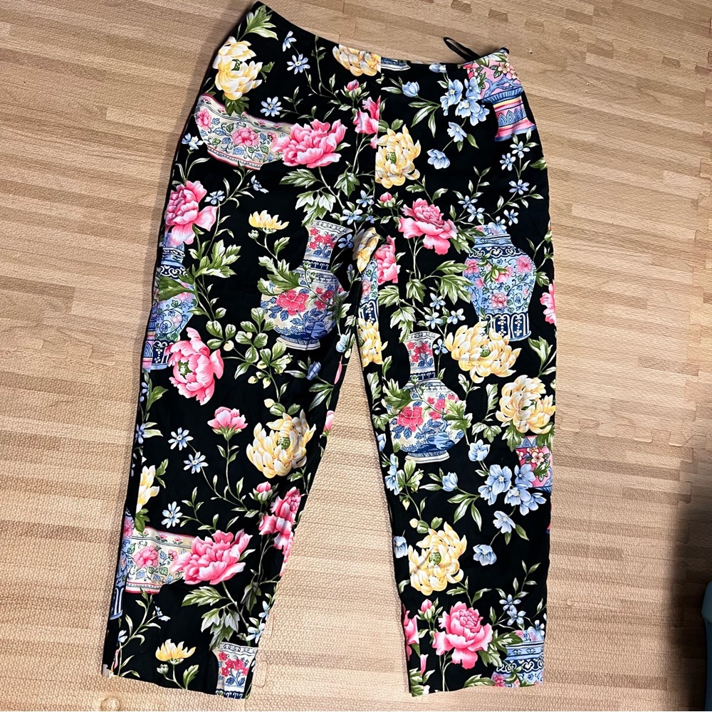 Talbots Black Floral Pants